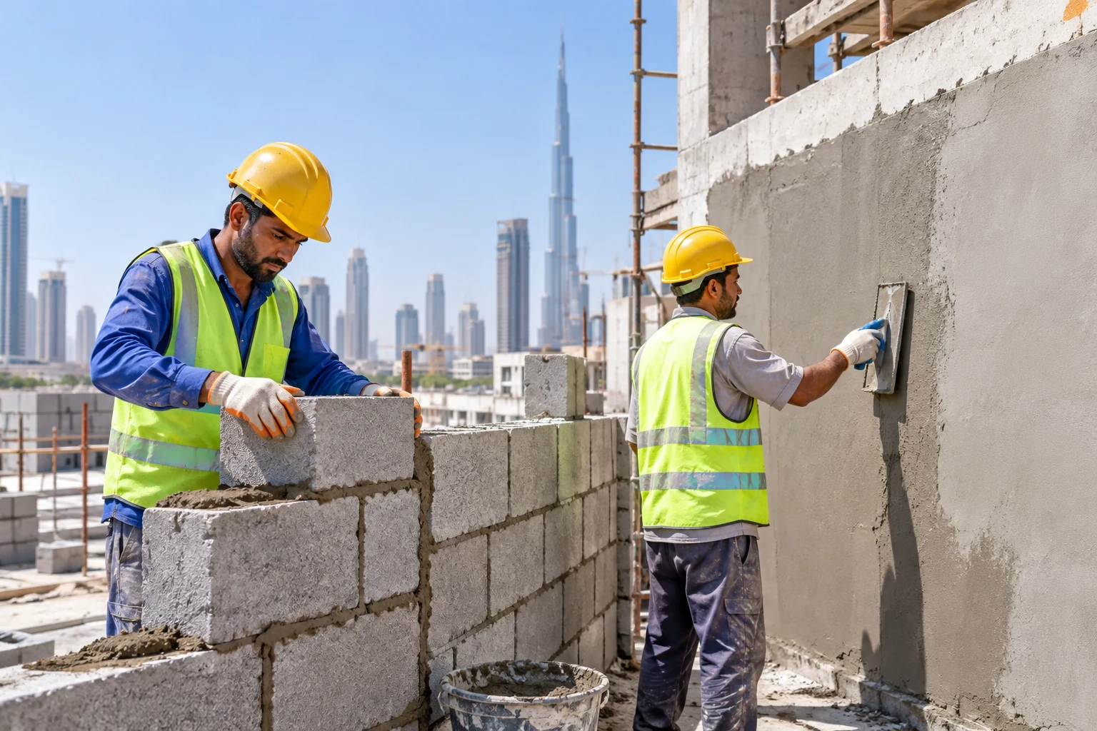 Block plaster work — relevant technical service photograph