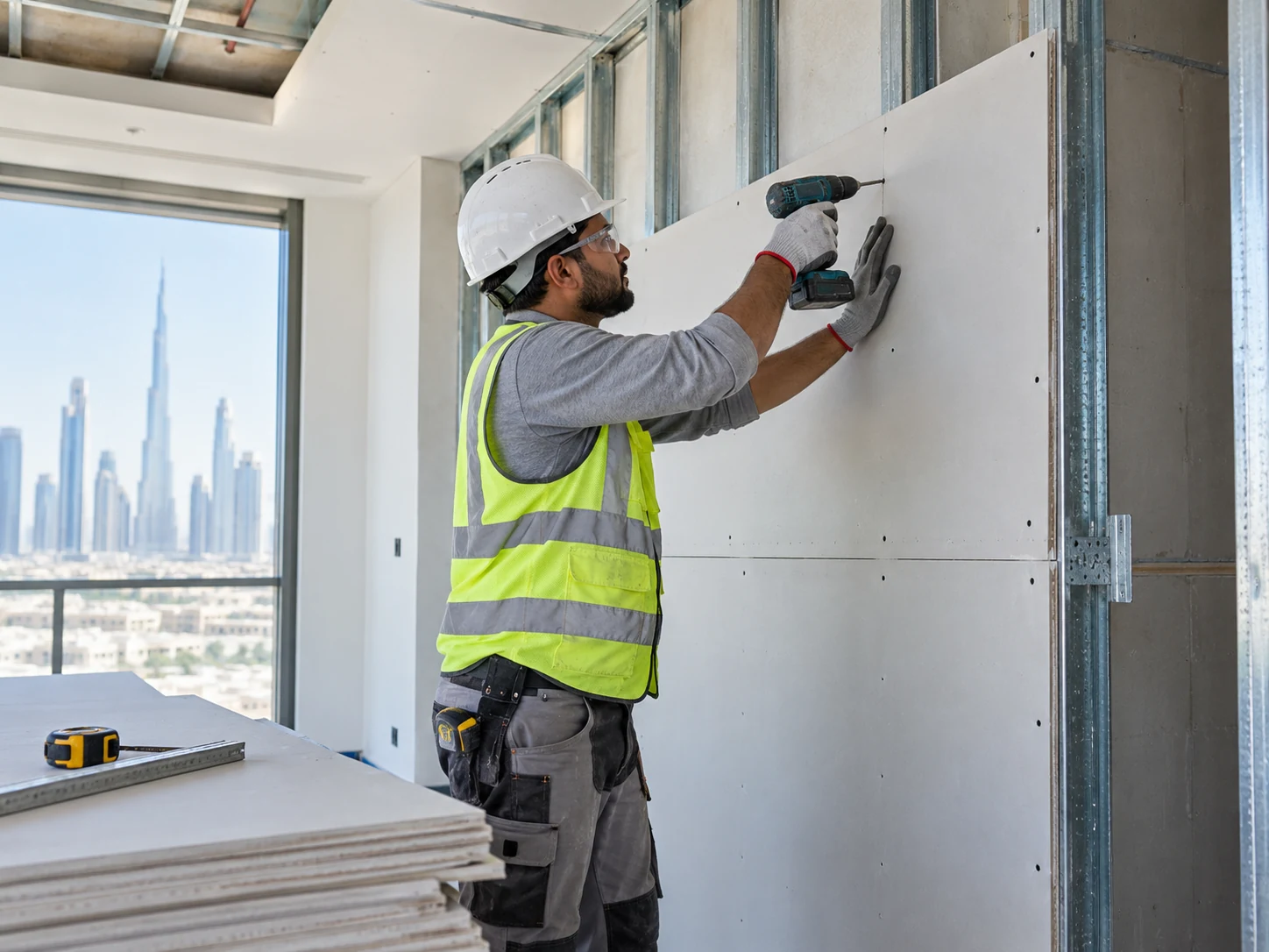 Gypsum work — relevant technical service photograph